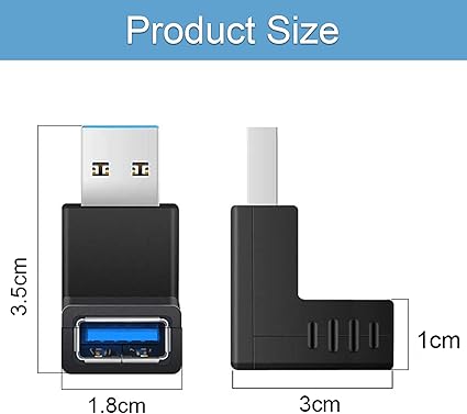 مبدل USB 3.0 نری به مادگی با زاویه ۹۰ درجه بسته ۲ عددی
