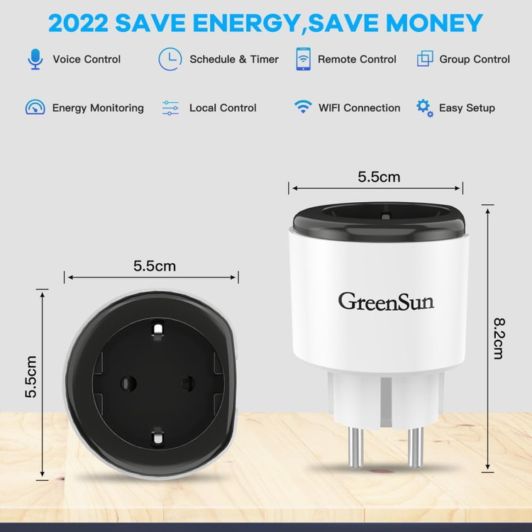 پریز هوشمند GreenSun با مانیتور مصرف انرژی