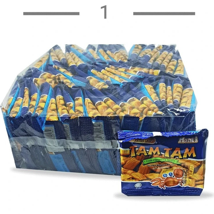 چیپس خرچنگ(میگو) تام تام tam tam وزن 10 گرم اصل بسته 50عددی