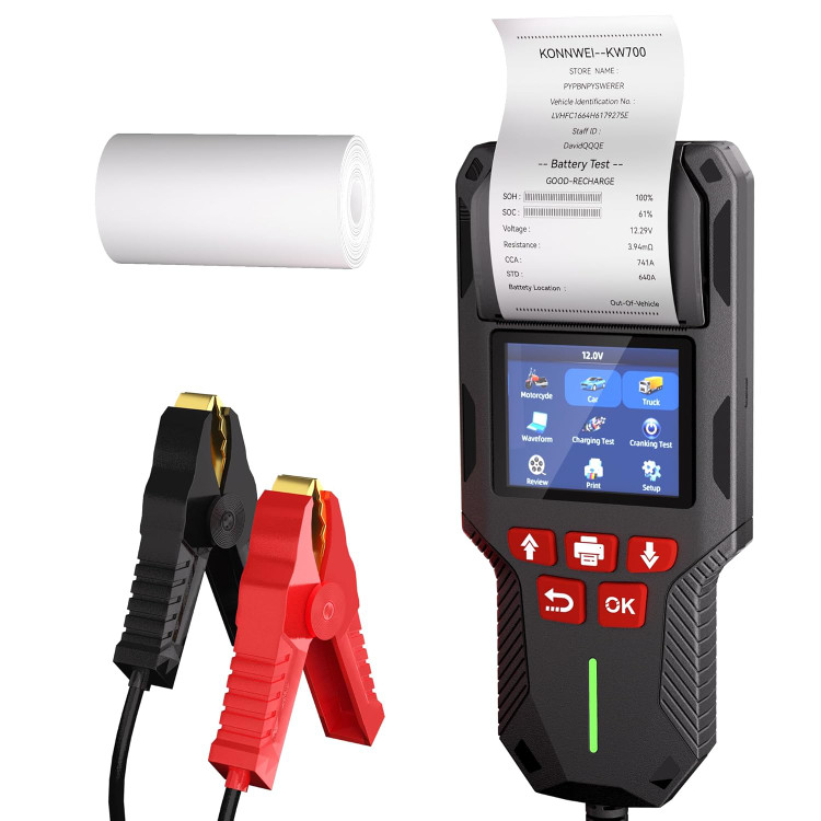 تستر باتری خودرو KW700 با پرینتر داخلی - تشخیص سلامت باتریهای 12V و 24V