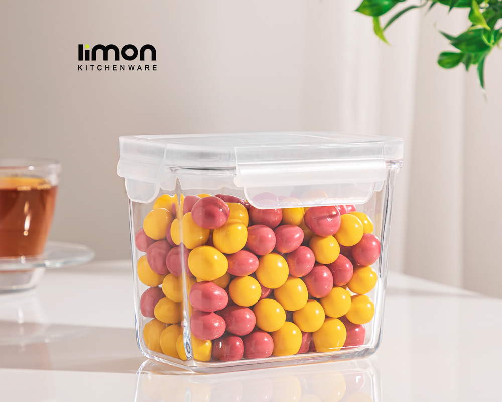 ظرف شیشه ای مستطیل 920 میلی لیتری درب دار لیمون limon
