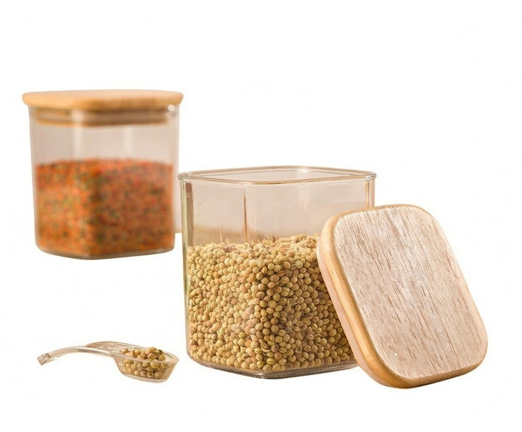 جا ادویه 4 گوش درب چوبی سارینا سایز 3 لیمون limon
